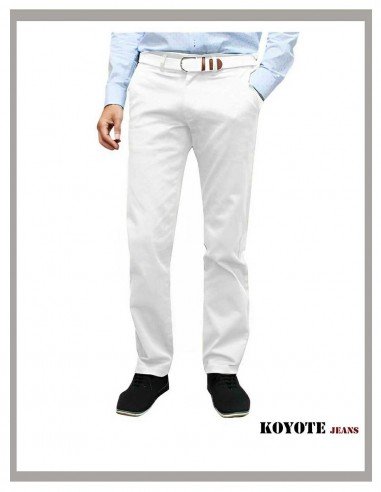 Pantalón Chino de hombre KOYOTE elástico en blanco 508245 | CONFECC...