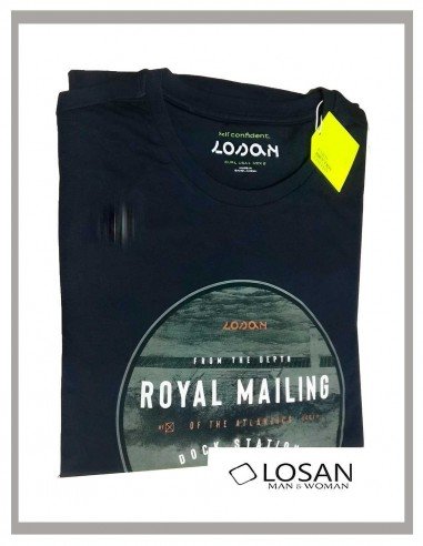 Camiseta de hombre manga larga en azul marino Losan 1304 | CONFECCIONES ROMERAL