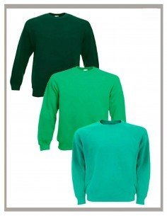 Sudadera verde kelly FRUIT OF THE LOOM cuello caja 2