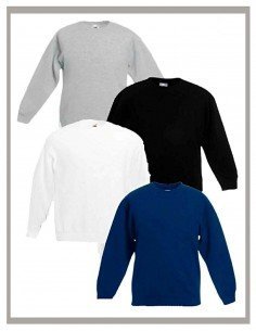 Sudadera blanca FRUIT OF THE LOOM cuello caja 2
