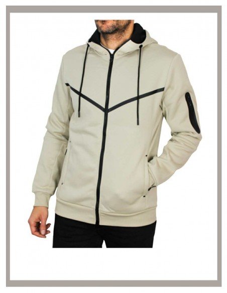 Sudadera capucha-cremallera en beige Forestal 758854 Sudadera capucha-cremallera en beige Forestal 758854