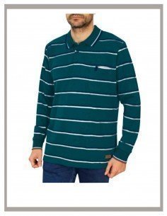 Polo hombre Forestal tallas grandes rayas petróleo 720535