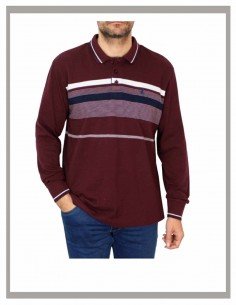 Polo hombre Forestal tallas grandes rayas burdeos 720539