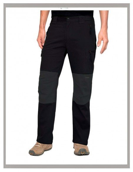 Pantalón hombre gabardina Trekking elástico negro 508251 Pantalón hombre gabardina Trekking elástico negro 508251
