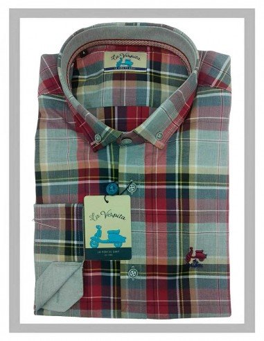 Camisa hombre de cuadros rojizos La Vespita 5725|CONFECCIONES ROMERAL