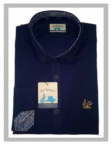 Camisa de hombre oxford en marino La Vespita 5742|CONFECCIONES ROMERAL