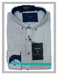 Camisa hombre en fondo blanco y cuadrito DAVO 433