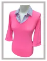 Suéter de mujer Lili Dudu rosa chicle con florecitas Mod-9528