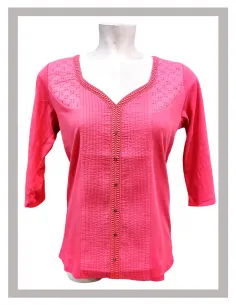 Suéter de mujer Lili Dudu en fucsia con calados Mod-2512