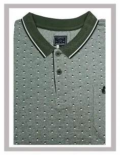 Polo hombre manga corta de topitos en verde Forestal 721638