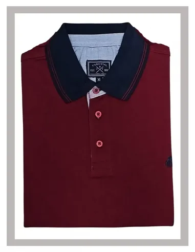 Polo hombre manga corta tallas grandes granate Forestal 721403-1