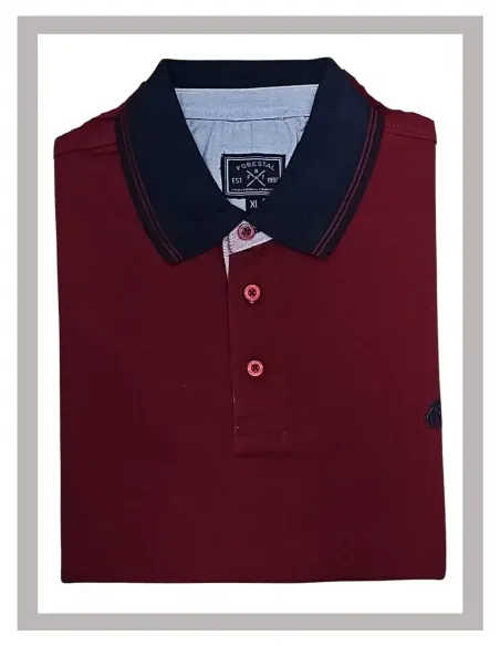 Polo hombre manga corta tallas grandes granate Forestal 721403-1