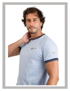 Camiseta de hombre manga corta en azul claro Privata 2514 2