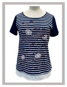 Camiseta de mujer manga corta en azul marino Lili Dudu 9533