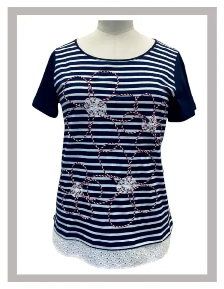 Camiseta de mujer manga corta en azul marino Lili Dudu 9533