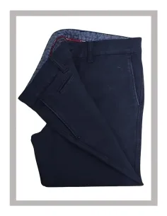 Pantalón chino de hombre en azul indigo piqué La Vespita Mod-50932 2