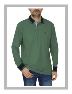 Polo de hombre manga larga Forestal en verde Mod-720530