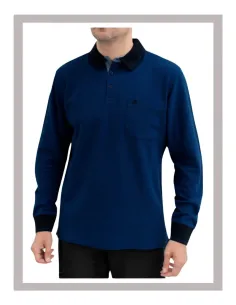 Polo de hombre manga larga Forestal en petróleo oscuro Mod-720530
