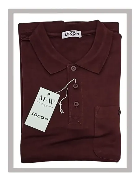 Polo de hombre manga larga Losan en granate interlock 24030