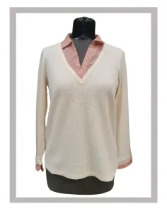 Sueter de mujer manga larga en beige claro de Lili Dudu Mod-5002