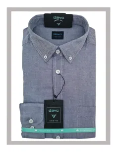 Camisa de hombre lisa de algodón en gris azulado DAVO Mod-D1560