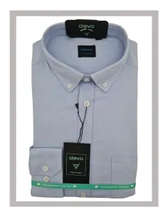 Camisa de hombre lisa de algodón en azul claro DAVO Mod-D1560