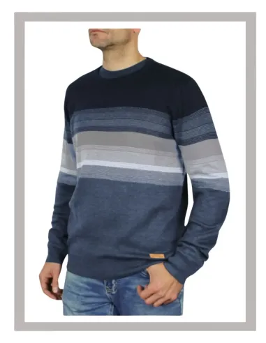 Jersey de hombre Forestal de punto azul aviación con franjas 300552