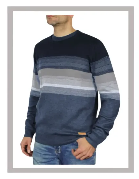 Jersey de hombre Forestal de punto azul aviación con franjas 300552