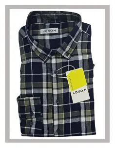 Camisa de hombre viella de cuadros azules y verdes 23059