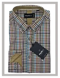 Camisa de hombre viella con cuadritos de colores Mod-22