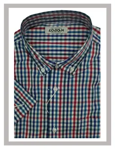 Camisa de hombre manga corta de cuadritos de colores Losan 25002