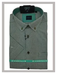 Camisa hombre manga corta de cuadrito vichy verde DAVO Mod-836