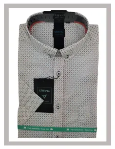 Camisa de hombre corta blanca con topitos de colores DAVO Mod-855