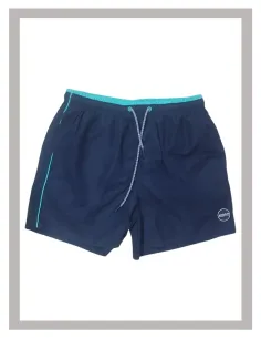 Bañador de hombre en azul oscuro con raya verde LOSAN 25011 2