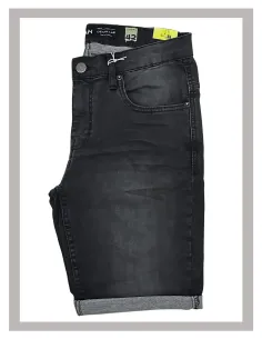 Bermuda de hombre vaquera elástica en gris lavado LOSAN 24011 2