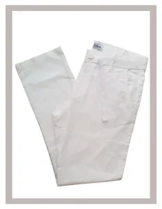 Pantalón chino hombre de algodón y lino en blanco LOSAN 25002 2