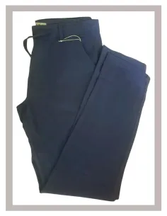 Pantalón chino hombre de algodón y lino en azul LOSAN 25002 2