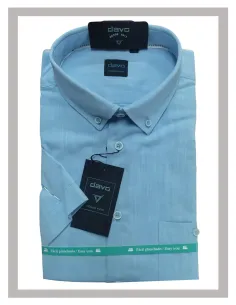Camisa de hombre manga corta en azul claro DAVO Mod-900