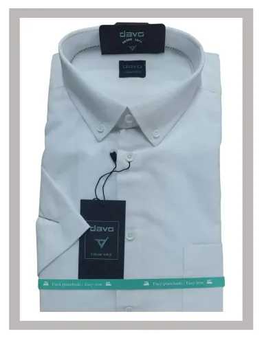 Camisa de hombre manga corta en blanco DAVO Mod-900