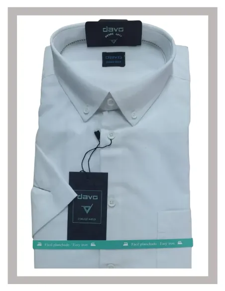 Camisa de hombre manga corta en blanco DAVO Mod-900