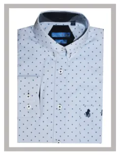 Camisa hombre tallas grandes en azul claro y topitos Forestal 900415