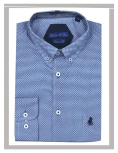 Camisa hombre tallas grandes en azul y topitos Forestal 900417