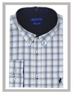 Camisa hombre tallas grandes de cuadritos en tostado Forestal 900258