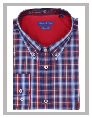 Camisa hombre tallas grandes de cuadros azul y granate Forestal 900257