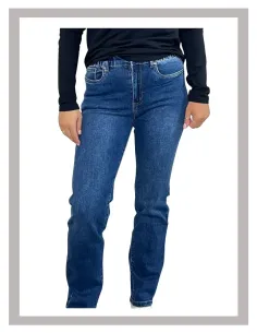 Pantalón chica vaquero semi pilllo con goma en piedra Strategga V19