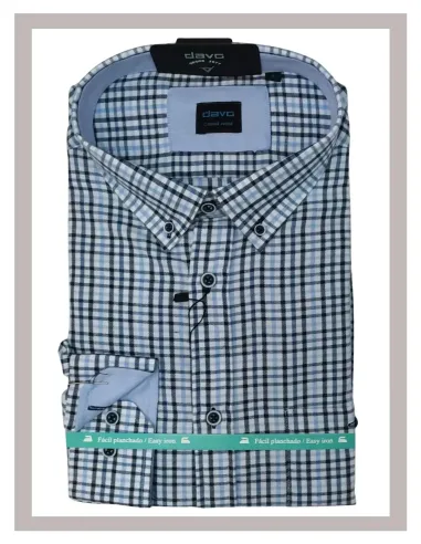 Camisa de hombre viella con cuadros vichy en azules DAVO 445