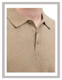 Jersey de hombre JJ REBEL en beige con cuello polo NECK-1 2