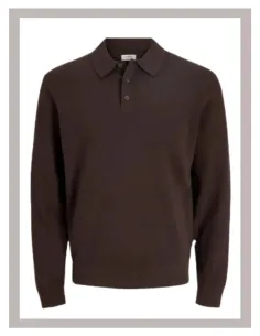 Jersey de hombre JJ REBEL en marrón con cuello polo NECK 2
