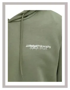 Sudadera hombre con capucha en verde JJ REBEL Zack 2