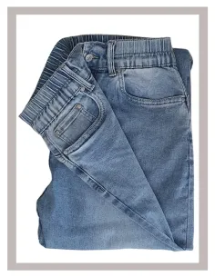 Pantalón chica vaquero semi pitillo con goma en bleach Strategga V19 2